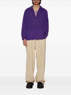 Nėriniuotas megztinis su raišteliais Bode violetinė
