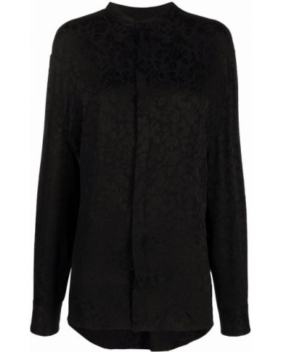 Camisa manga larga de tejido jacquard Saint Laurent negro