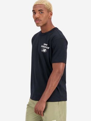Černé bavlněné tričko s potiskem New Balance