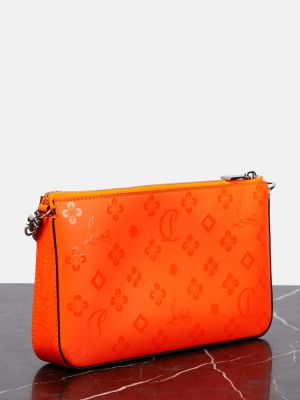 Usnjena pisemska torbica s potiskom Christian Louboutin oranžna