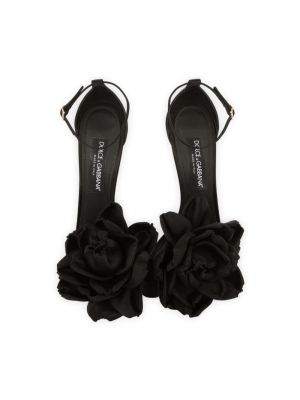 Satynowe sandały Dolce And Gabbana czarne