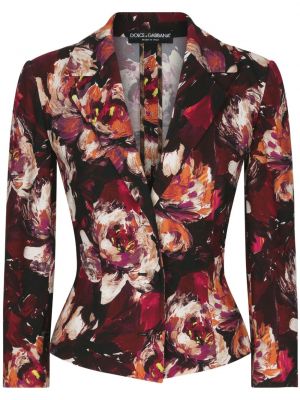 Oprijet blazer s cvetličnim vzorcem s potiskom Dolce & Gabbana rdeča