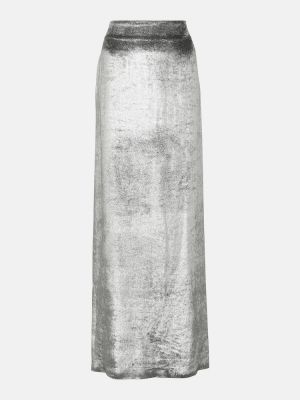 Zamatová dlhá sukňa Brunello Cucinelli strieborná