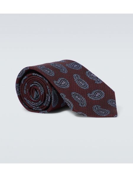 Cravatta di seta paisley in tessuto jacquard Etro bordeaux