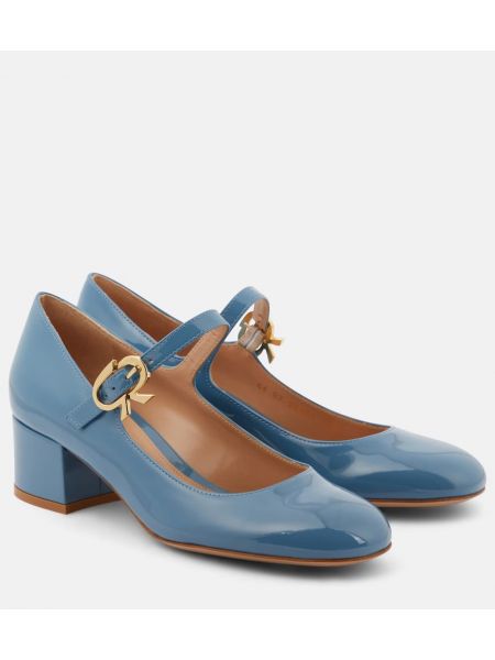 Pantofi cu toc din piele de lac Gianvito Rossi albastru