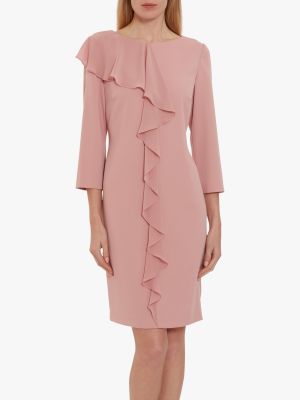 Платье с рюшами из крепа Gina Bacconi розовое