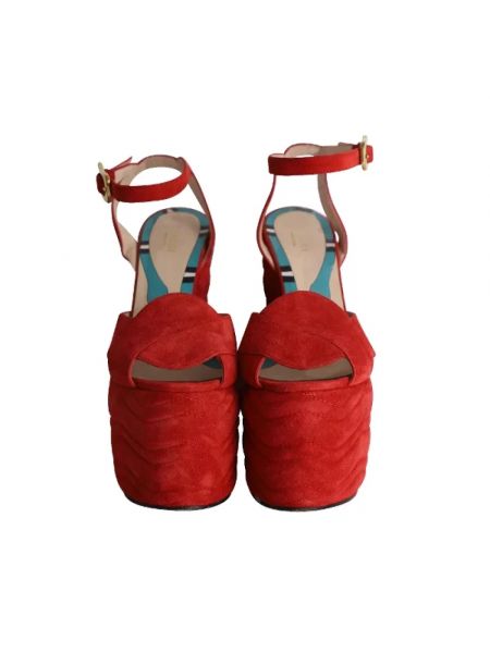 Sandalias de cuero retro Gucci Vintage rojo