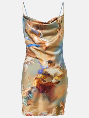 Satenska mini haljina s printom Balmain plava