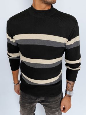 Svītrainas džemperis ar augstu apkakli Dstreet melns