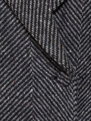 Palton de lână de mătase cu model herringbone Ermanno Scervino negru