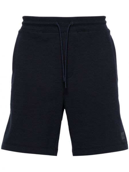Shorts de sport en cuir avec applique Hugo bleu