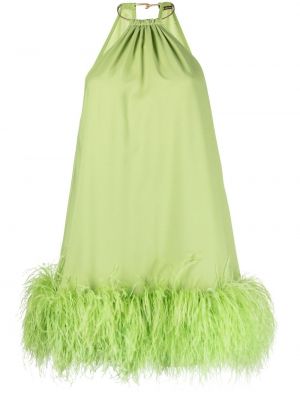 Koktejlové šaty z peří Cult Gaia zelené
