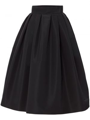 Czarna jedwabna spódnica midi plisowana Carolina Herrera