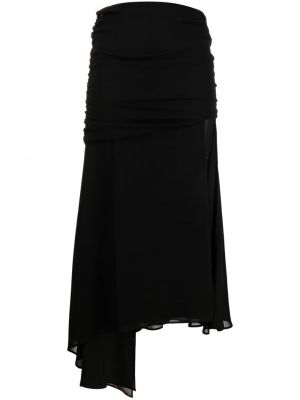 Ασύμμετρη midi φούστα ντραπέ The Andamane μαύρο