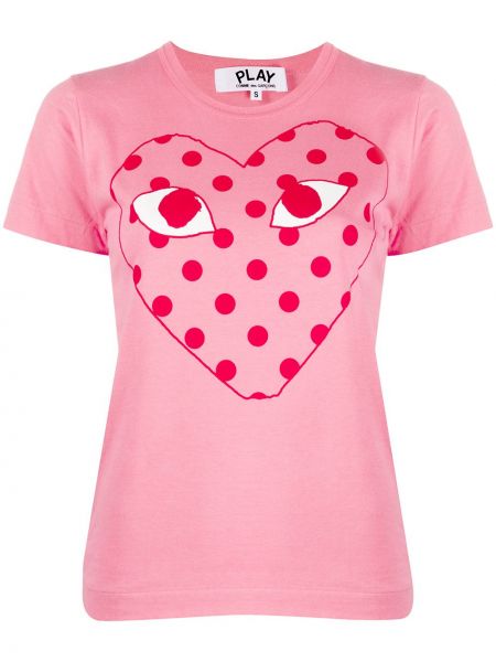 Camiseta con lunares con corazón Comme Des Garçons Play rosa