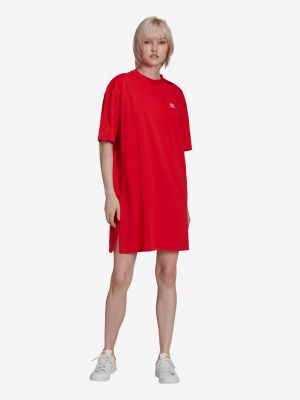 Rochie din bumbac Adidas Originals - roșu