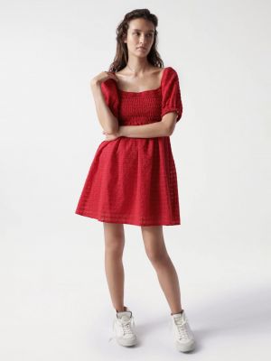 Mini šaty s balonovými rukávy Salsa Jeans červené