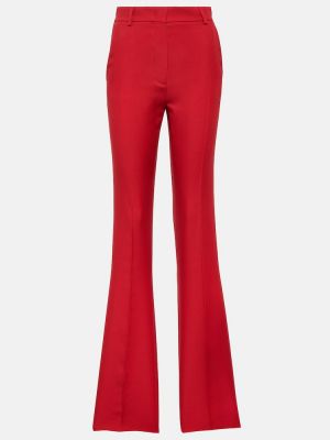 Pantalon taille haute large en crêpe Valentino rouge