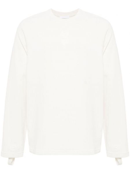 Pull en coton col rond Helmut Lang blanc