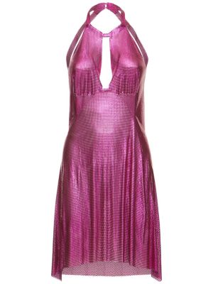 Mini obleka z mrežo Fannie Schiavoni roza