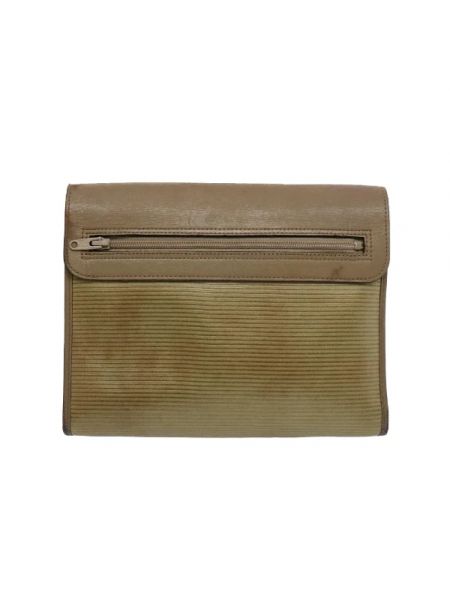 Bolso clutch de cuero Yves Saint Laurent Vintage beige