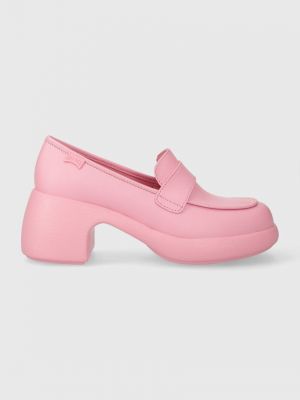 Pantofi cu toc din piele cu toc Camper roz