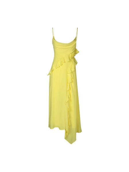 Sukienka midi z falbankami Msgm Żółta