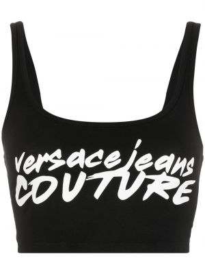 Trykt crop top Versace Jeans Couture svart