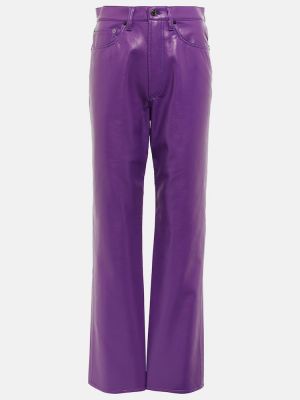 Pantaloni cu talie înaltă din piele din piele ecologică Agolde violet