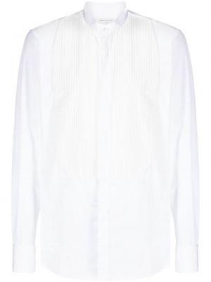 Плисирана памучна риза Dries Van Noten бяло
