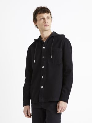 Rifľová košeľa s kapucňou Celio čierna