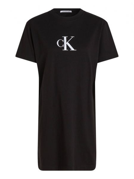 Атласное платье-рубашка Calvin Klein черное
