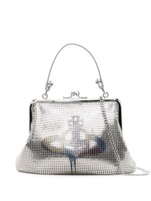 Τσάντα shopper από διχτυωτό Vivienne Westwood ασημί