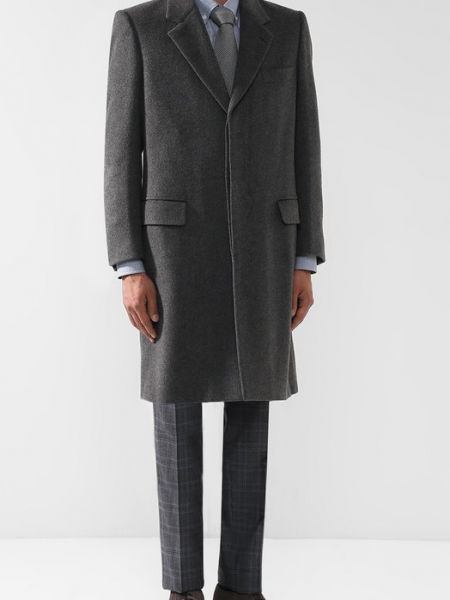 Однотонное шерстяное пальто Brioni серое