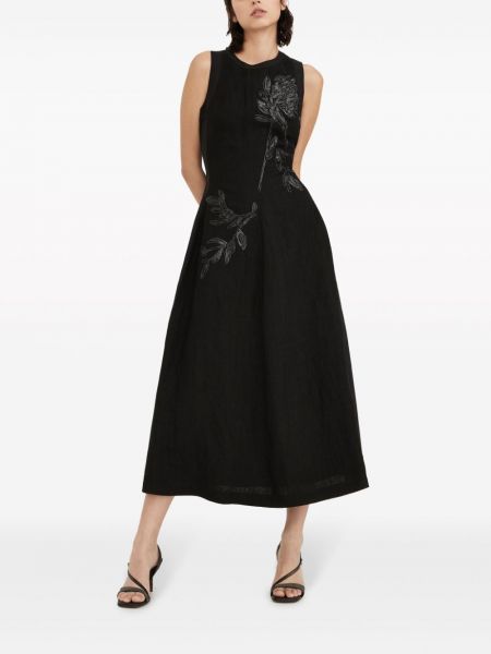 Sukienka midi w kwiatki Brunello Cucinelli czarna