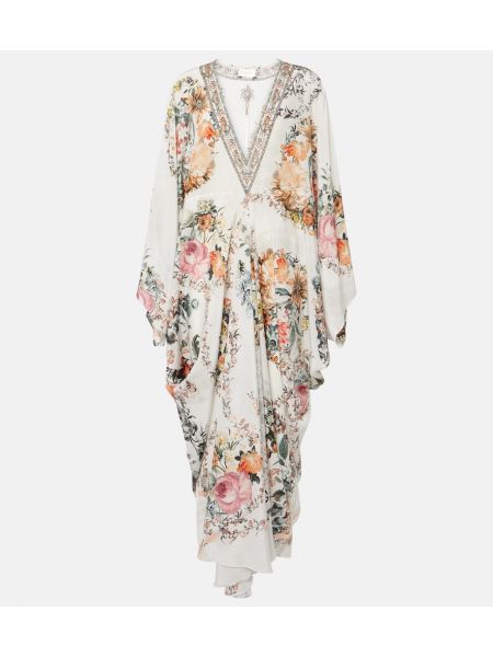 Vestido largo de seda de flores de crepé Camilla