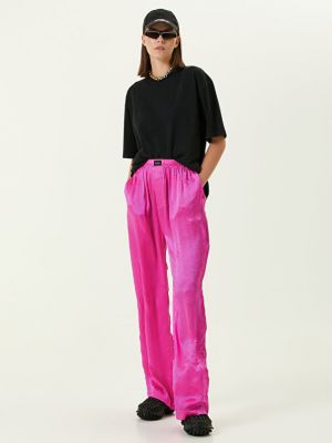 Жаккардовые шелковые брюки Balenciaga розовые