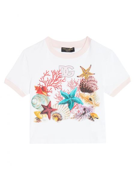 Trøje trykt bomuld t-shirt for piger Dolce&gabbana Kids hvid