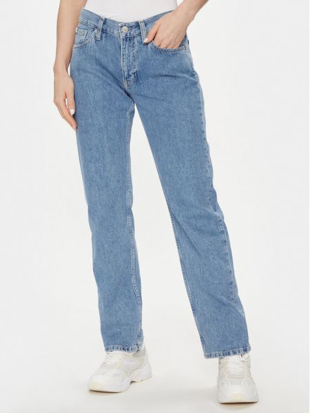 Alacsony derekú egyenes szárú farmernadrág Calvin Klein Jeans kék