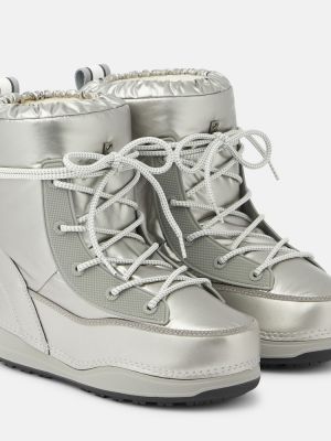 Ankle boots skórzane ze skóry ekologicznej Bogner srebrne