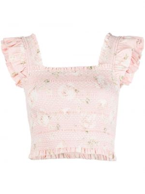 Trykt floral crop top Loveshackfancy rosa