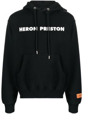 Hoodie en coton à imprimé Heron Preston noir