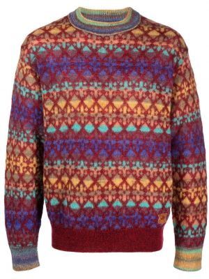 Жакардов пуловер Dsquared2 винено червено