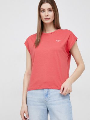 Памучна тениска Pepe Jeans червено