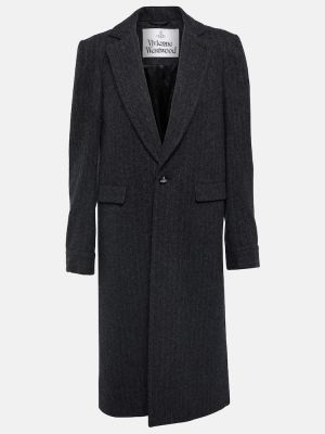 Dryžuotas vilnonis paltas Vivienne Westwood juoda