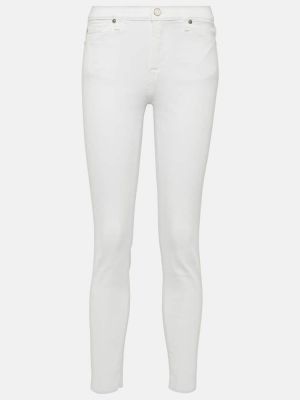 Kõrge vöökohaga kitsa lõikega teksapüksid 7 For All Mankind valge