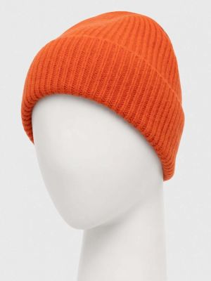 Dzianinowa czapka wełniana Answear Lab pomarańczowa