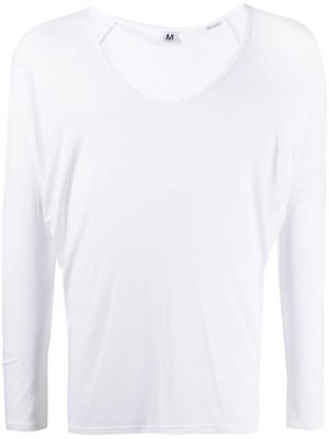 T-shirt à col v avec manches longues Random Identities blanc