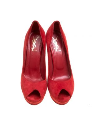 Retro wildleder halbschuhe mit absatz Yves Saint Laurent Vintage rot