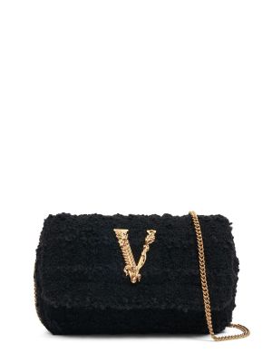 Bolsa de hombro acolchada Versace negro